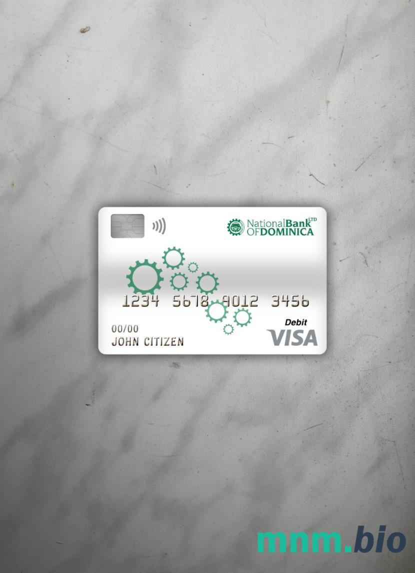 Dominica National bank of dominica bank visa obciążyć card wygląd fotograficzny skan PSD + zdjęcie